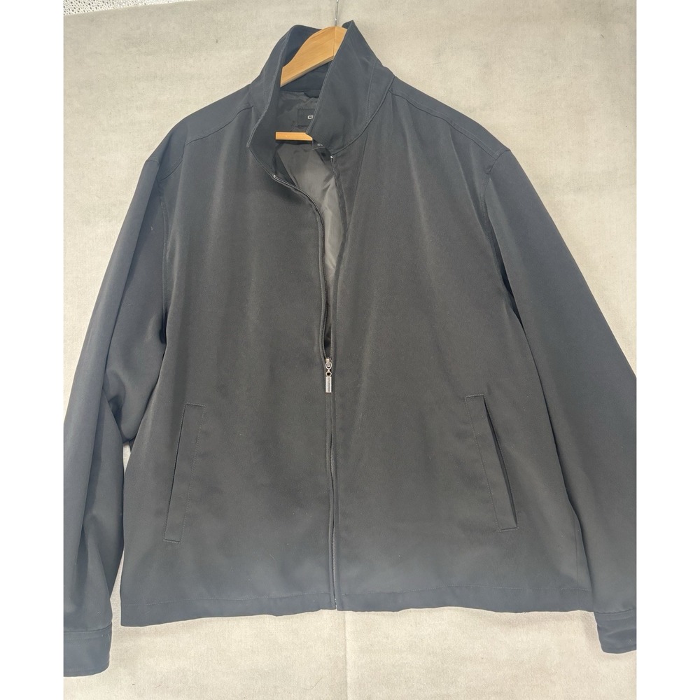 Claiborne Men's XL Lightweight Casual Full Zip Bomber Jacket Black Preppy
